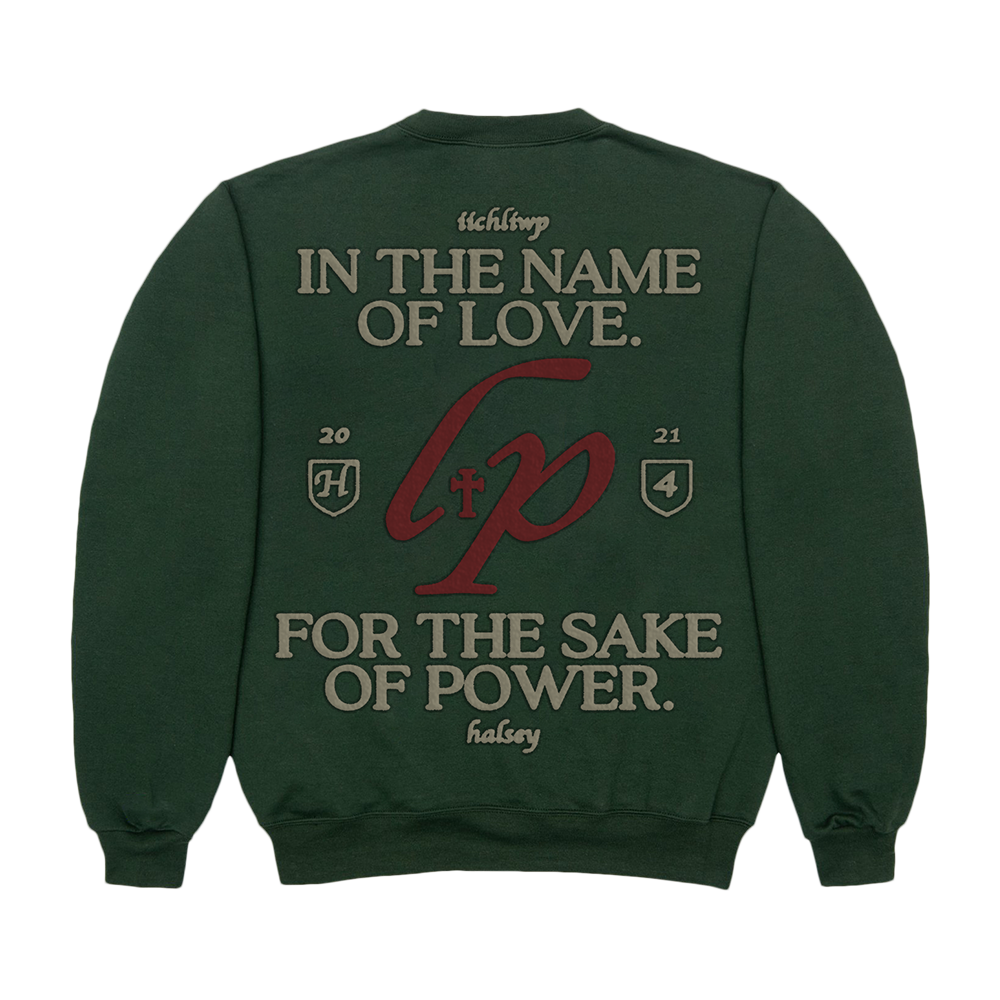 Love and Power Green Crewneck Back